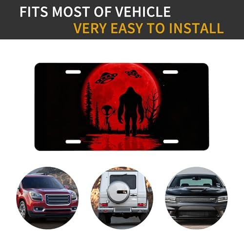 Red Alien Bigfoot Front License Plate 6" * 12" for Women