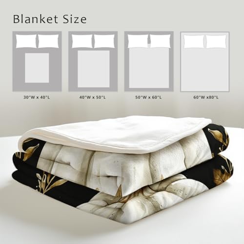 Fall Blankets and Throws White Pumpkin Print Blanket for Couch Bed Room Home Autumn Harvest Flannel Throw Thanksgiving Decor Gifts (49"x59") - Image 4