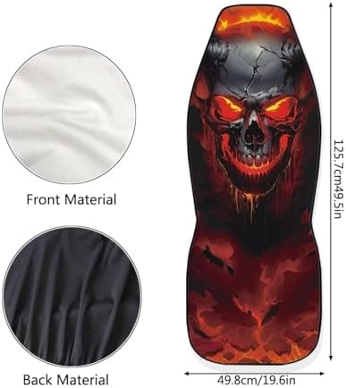 Halloween Red Skull Car Seat Covers Elastic Fabrics Breathable Car Seat Cover Easy to Install Auto Interior Accessories 2 Pcs Set for SUV, Vans,Sedan,Truck