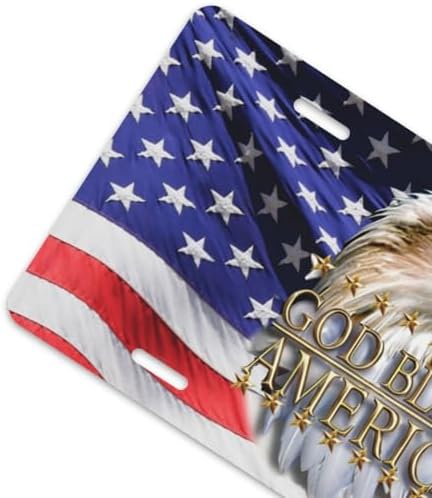 God Bless Front License Plate 6" * 12" for Women American Flag