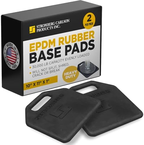 Stromberg Carlson RV Base Pads – JBP-1011.1 Heavy Duty Trailer Base, Leveling Stabilizer Pad for Campers, Landing Gear, EPDM Pads, RVs and Travel Trailers – 10" x 11" x 1", Pack of 2, Black by StrombergCarlsonProductsInc