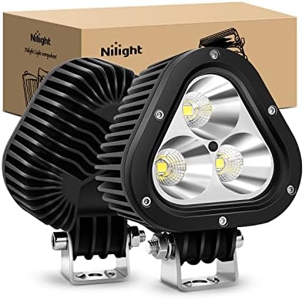 Nilight 2PCS 4 Inch Triangle LED Work Lights 60W Spot & Flood Combo Beam