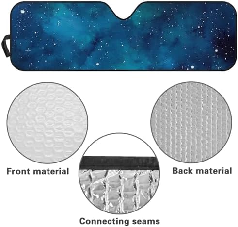 Renewold Automotive Windshield Sunshade for Jeep Wrangler Blue Galaxy Starry Sky Blocks Heat Sunlight UV Foldable Car Front Window Sun Shield Sun Shade Visor Cover for Jeep Gladiator Keep Vehicle Cool