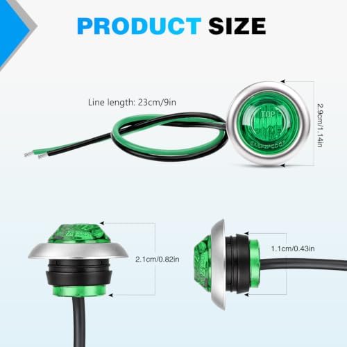 Nilight 3/4" Round Marker Lights 10PCS Green Side Bullet Clearance Light