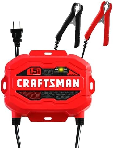 CRAFTSMAN 1.5A Car Battery Charger & Maintainer, 6V/12V – CMXCESM259 by CRAFTSMAN