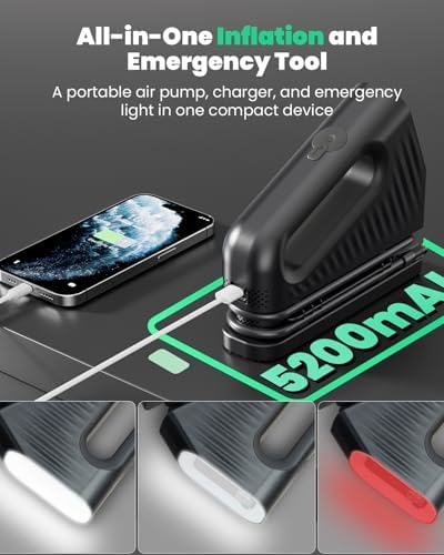 iOttie Arkx Portable Air Pump, Cordless Tire Inflator with Rechargeable Battery and Flashlight, 150 PSI Compact Air Compressor for Cars, Motorcycles, Bikes, & More, Camping and Emergency Kit Essential