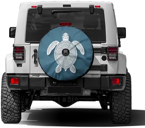 Delerain Spare Tire Cover with Backup Camera Hole Blue Turtle Wheel Covers Sun Protection Waterproof for Jeep Truck RV Trailer SUV and Many Vehicle (14 Inch for Diameter 23"-27") by Delerain