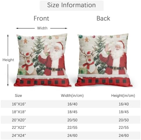 Christmas Throw Pillow Covers 22x22 Set of 2 Winter Santa Claus Reindeer - Image 5
