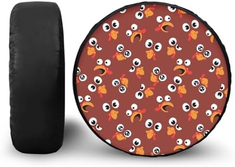 Thanksgiving Turkey Face Spare Tire Cover, Weatherproof Wheel Protection Tire Cover Dust-Proof for Truck, Trailer, RV, SUV and Camper Van, Accessories 16-Inch Fits Tire Diameter 29.6"-31.5"