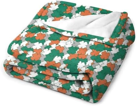 Socira Happy St. Patrick's Day Clover Blanket Throw Blanket Happy St. Patrick's Day Clover Gifts for Women Men Soft Sofa Throws for Travel Camping Bed Home Decor Car Birthday Gift 40"*50" （100*130cm） - Image 3