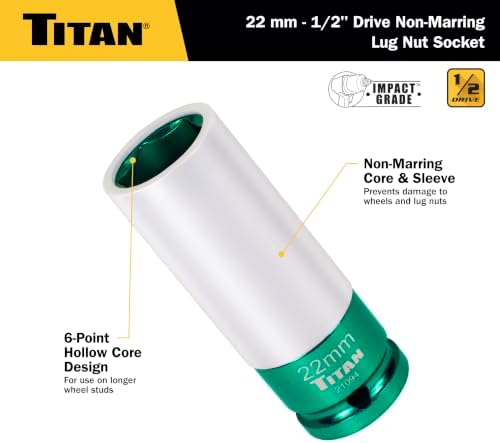 Titan 21094 1/2-Inch Drive x 22mm Non-marring Impact Deep Lug Nut Socket - Image 2
