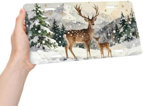 Deer Snow Front License Plate Car Decorative License Plates