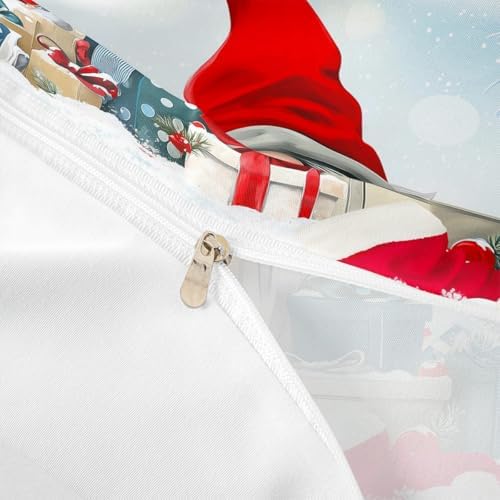 Cartoon Santa Claus Kids Duvet Cover Set Full Size,Merry Christmas Xmas Holiday Bedding Set,Girls Boys Adults Room Decor,Snowflake Pines Rustic Comforter Cover,Farmhouse Quilt Cover,2 Pillowcases - Image 6