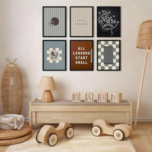 Vintage Football Nursery Wall Art Boys Room Sports Canvas Wall Decor Vintage Football Pictures Prints Boy Sports Posters Nursery Artwork Painting for Kids Toddler Bedroom 8x10 Inch Framed Set of 6 - Image 7