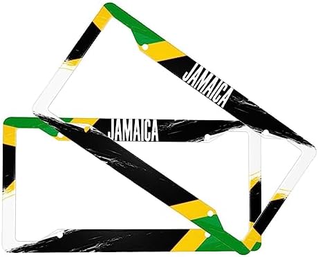 Jamaica License Plate Frame 2 Pack License Plate Holder Universal Aluminum License Plate Cover Car Accessories for Men Women