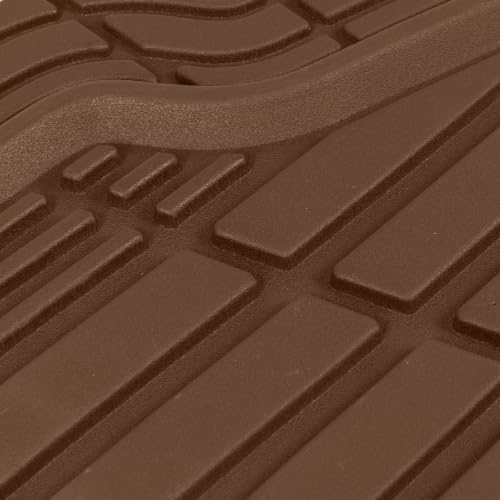CAT® ToughRide™ Heavy-Duty 4 Piece Brown Floor Mats for Cars - Trim to Fit All-Weather Rubber Car Mats Full Set - Truck Mats & Cars Floor Mats - Interior Accessories for SUVs & Car Rug Protection
