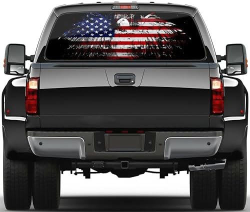 American Flag Decal for Trucks & Cars - Eagle Design (65x17in) for Men, Dad, Grandpa, Boyfriend