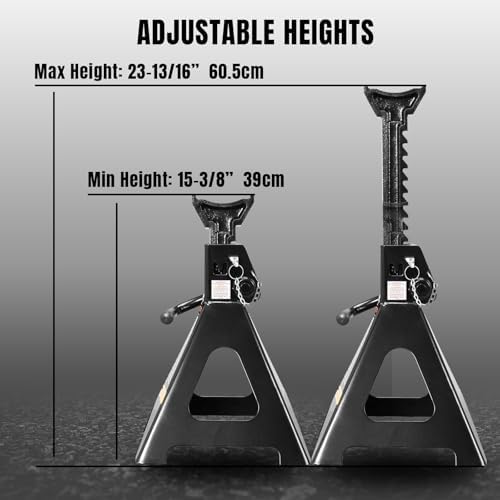 Big RED AT46002ABR-3 Torin Steel Jack Stands, Double Locking Pins, 6 Ton (12,000 lb.) Capacity, Black, 1 Pair - Image 3