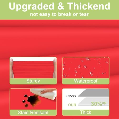 QIKSION 6 Pack Red Plastic Table Cloth Disposable, Red Tablecloth - Image 3