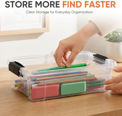 Superio 1.27 Quart Clear Plastic Storage Containers with Lids, Stackable Organizer Bins, BPA-Free Storage Boxes for Home, Office, Dorm & Classroom, 5 Pack - Image 2