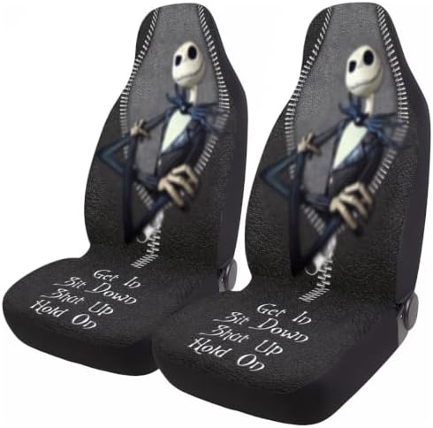 GENANY Gothic Skeleton Suit Car Seat Covers, 2-Piece Front Seat Set