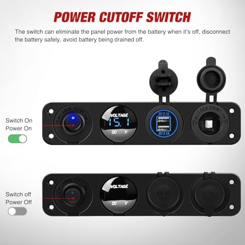 Nilight 4 in 1 Charger Socket Accessory Switch Panel On Off Rocker Toggle
