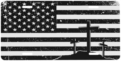 Retro Cross American Flag Front License Plate 6" * 12" for Women