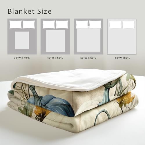 Fall Blankets and Throws White Pumpkin Print Blanket for Couch Bed Room Home Autumn Harvest Flannel Throw Thanksgiving Decor Gifts (49"x59") - Image 4