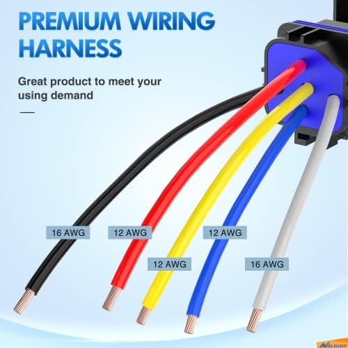 Nilight 5 Pack Waterproof Relay and Socket Harness 40/30 AMP