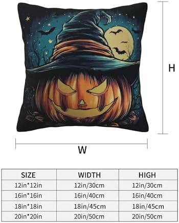 Halloween Witch Hat Pumpkin Throw Pillow Covers 18x18 inch Set of 2 Pillow Case Cushion Cover for Home Sofa Couch Living Room Car Decor - Image 3