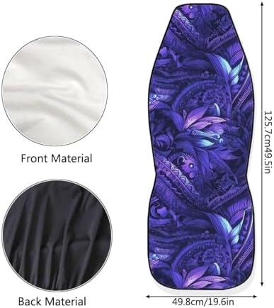 Tribal Car Seat Covers 2 Pcs Set, Purple Tropical Totem Car Accessories Universal for Auto Truck SUV, Tribal Floral Breathable Cars Interior Seat Protector Cover