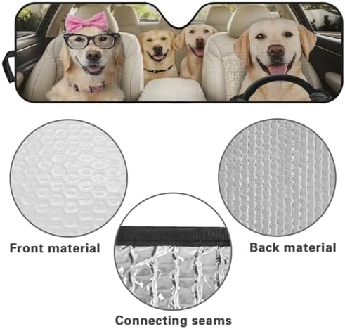Renewold Funny Labrador Retriever Car Front Window Shade Automotive Windshield Sunshade for Jeep Wrangler JKU JL 1997-2023 2/4 Door Gladiator JT 2020-2023 Block Heat Sunlight UV Sun Shield Sun Visor