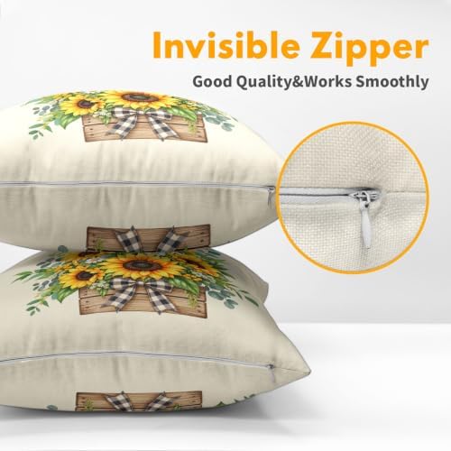 Fall Floral Pillow Covers 20x20 Set of 2 Sunflower Highly Absorbent - Image 5