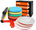 SPTA 10pcs Polishing Pads Kit, 7 Inches Large Size Buffing Pads, Car Foam Buffing Sponge Pads Kit with 5/8"-11 Backing Plate for Car Waxing Polishing by SPTA