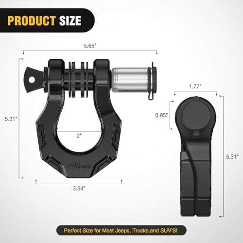 Nilight 2 Pack 3/4" D-Ring Separate Shackle 45,000 Lbs Break Strength | Includes 7/8" Lock Pin, Isolators and Washers Off Road Recovery, for Tow Strap Winch Truck Vehicle Black