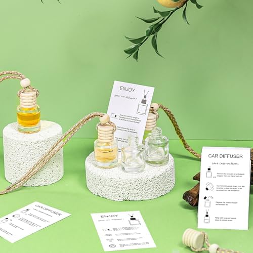 Boao 50Set Hanging Car Freshener Diffuser Bottle, White Card Cylindrical