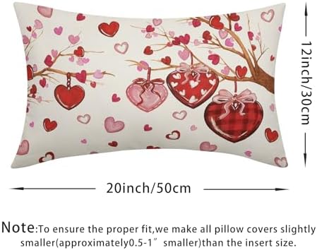 Valentines Day Pillow Covers 12x20 Set of 2 Love Throw Pillow Covers Red Heart Pillowcase Linen Decoration Farmhouse Holiday Cozy Soft Cushion Case Couch for Indoor Outdoor Home Decor - Image 4