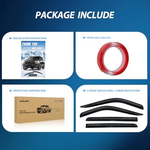 Nilight Rain Guards for Silverado/Sierra 1500 Crew Cab 2019-2024, 4PCS