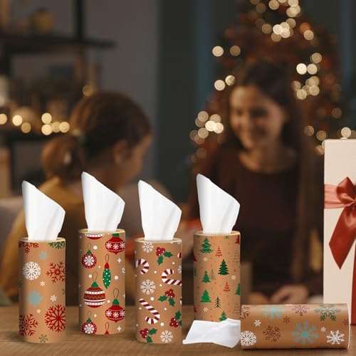 Hushee 4 Pcs Christmas Car Tissue Cylinders with 200 Tissues(Vintage Xmas) - Image 6