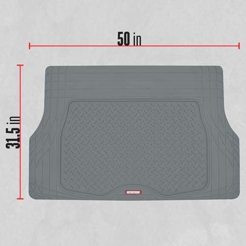 Motor Trend FlexTough™ Heavy Duty Gray Rubber Car Floor Mats All Weather & Cargo Liner for SUV Full Set - Universal Trim to Fit Automotive Floor Mat & Trunk Mats for Cars Interior Accessories