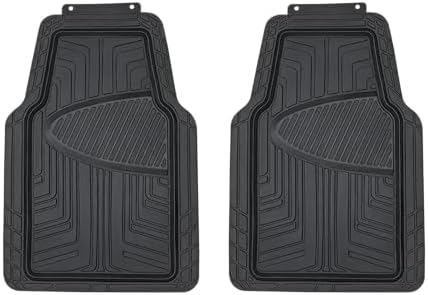 Amazon Basics 2-Piece Premium All-Season Anti-Slip Rubber Floor Mats for Cars, SUVs and Trucks, Universal Trim to Fit, Black