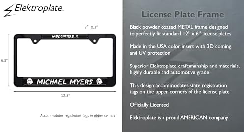 Elektroplate Michael Myers Haddonfield Halloween License Plate Frame Black