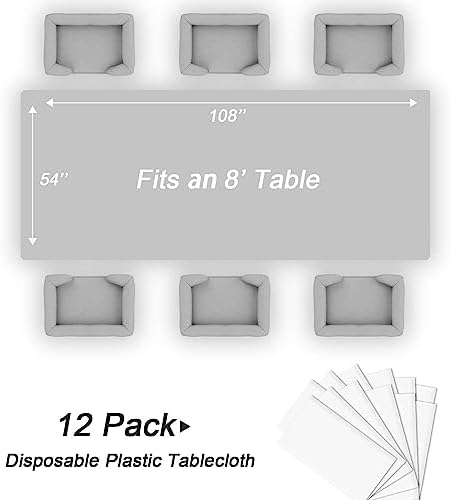 QIKSION 12 Pack White Plastic Table Cloth Disposable, White Tablecloth - Image 5