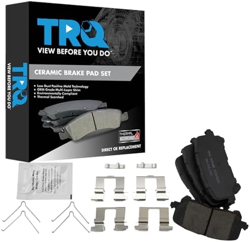 TRQ Rear Brake Pads Ceramic Hardware Wear Sensor
