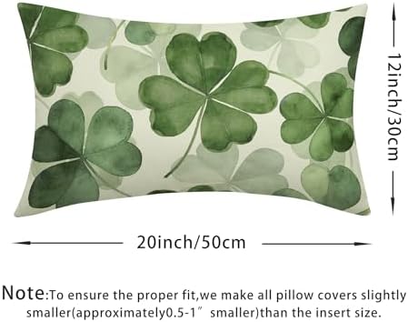 St Patricks Day Pillow Covers 12x20 Set of 2 Shamrock Throw Pillow Covers Rustic Spring Pillowcase Linen Decoration Farmhouse Soft Decorative Green Cushion Case Couch for Indoor Outdoor Home Decor - Image 4