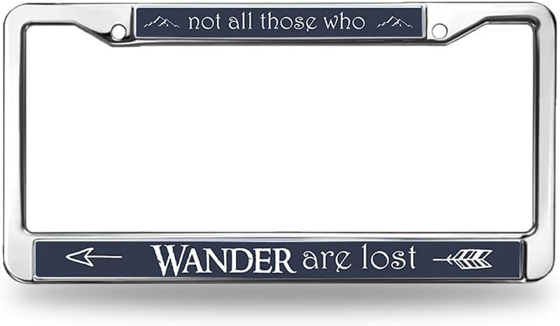 Not All Those who Wander are Lost Personalized Gift Licence Plate Frame Christian Motivational Quotes Metal Chrome Auto License Plate Frame Cover