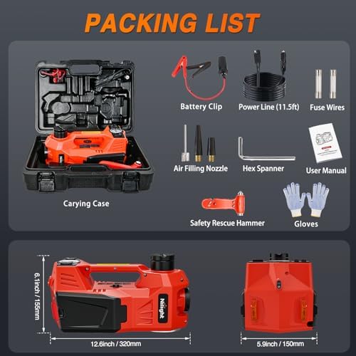 Nilight Electric Car Jack 5 Ton 12V Hydraulic Floor Jacks w Pump LED Light - Image 6