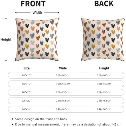 KiuLoam Boho Pillow Covers 24x24 Inch Set of 2 Rustic Blue Yellow Orange Love Heart Print Decorative Throw Pillows Outdoor Vintage Valentine Themed Cushion Cases for Sofa Couch Bed Decor - Image 4