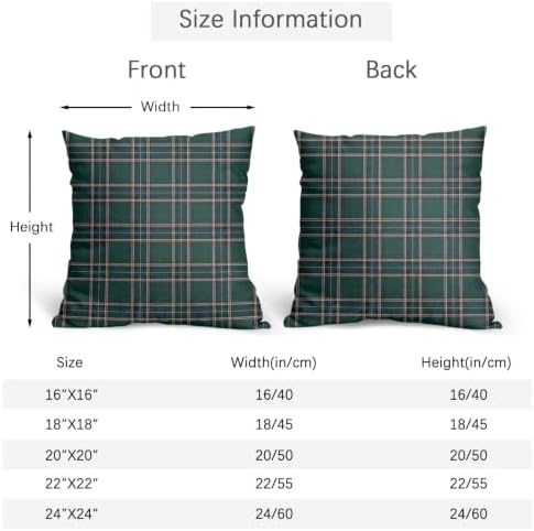 Christmas Plaid Pillow Covers 22x22 Set of 2 Green Highly Absorbent - Image 4