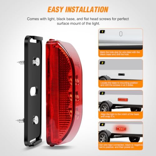 Nilight 4PCS 3.9 Inch Amber Red LED Side Marker Lights for Trailer Truck